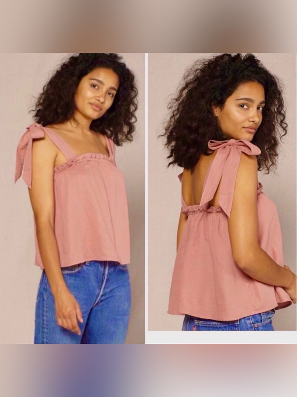 Outerknown Oasis Top Tie Strap Gauze Style Tank Top Sz S vintage rose color